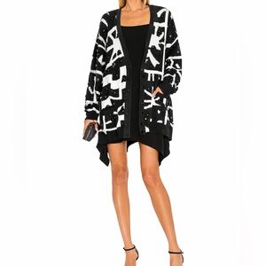 AMOUR Black & White Jacquard Cardigan with Button Studs size L